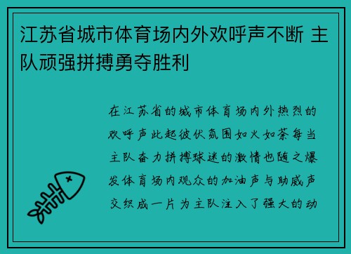 江苏省城市体育场内外欢呼声不断 主队顽强拼搏勇夺胜利